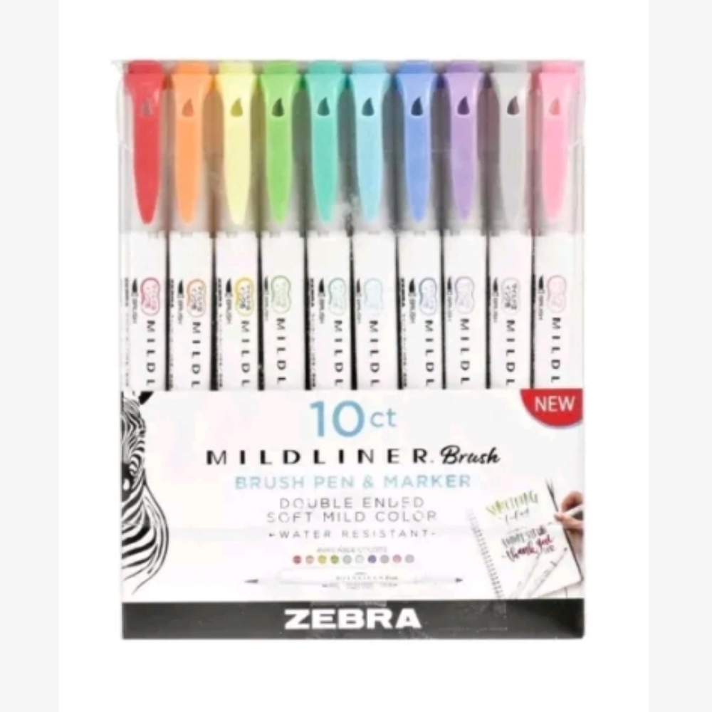 Zebra Mildliner Double Ended Brush & Pen 10ct